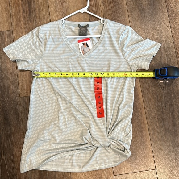 Matty M short sleeve, side, tie, stretchy teal medium top - Picture 3 of 5